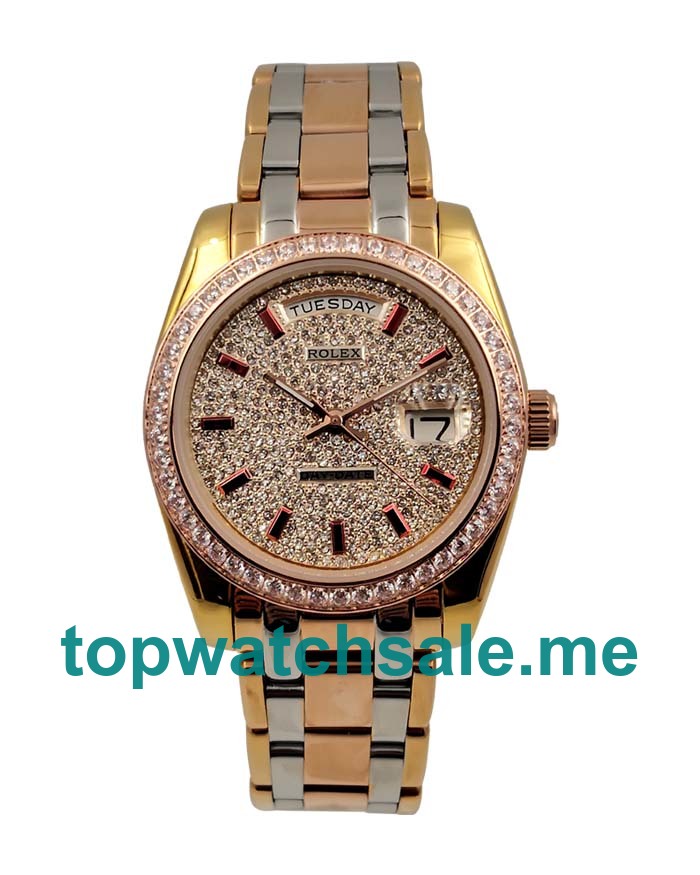 36MM Rose Gold And Gold Cases Replica Rolex Day-Date 118348 UK Watches >> Rolexsubmariner.uk.com