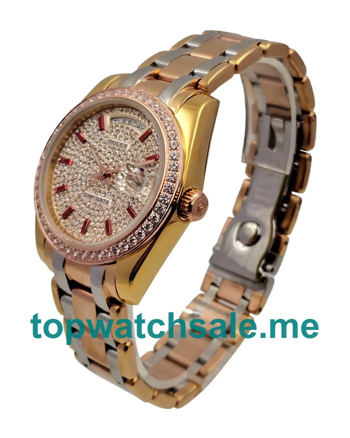 36MM Rose Gold And Gold Cases Replica Rolex Day-Date 118348 UK Watches >> Rolexsubmariner.uk.com